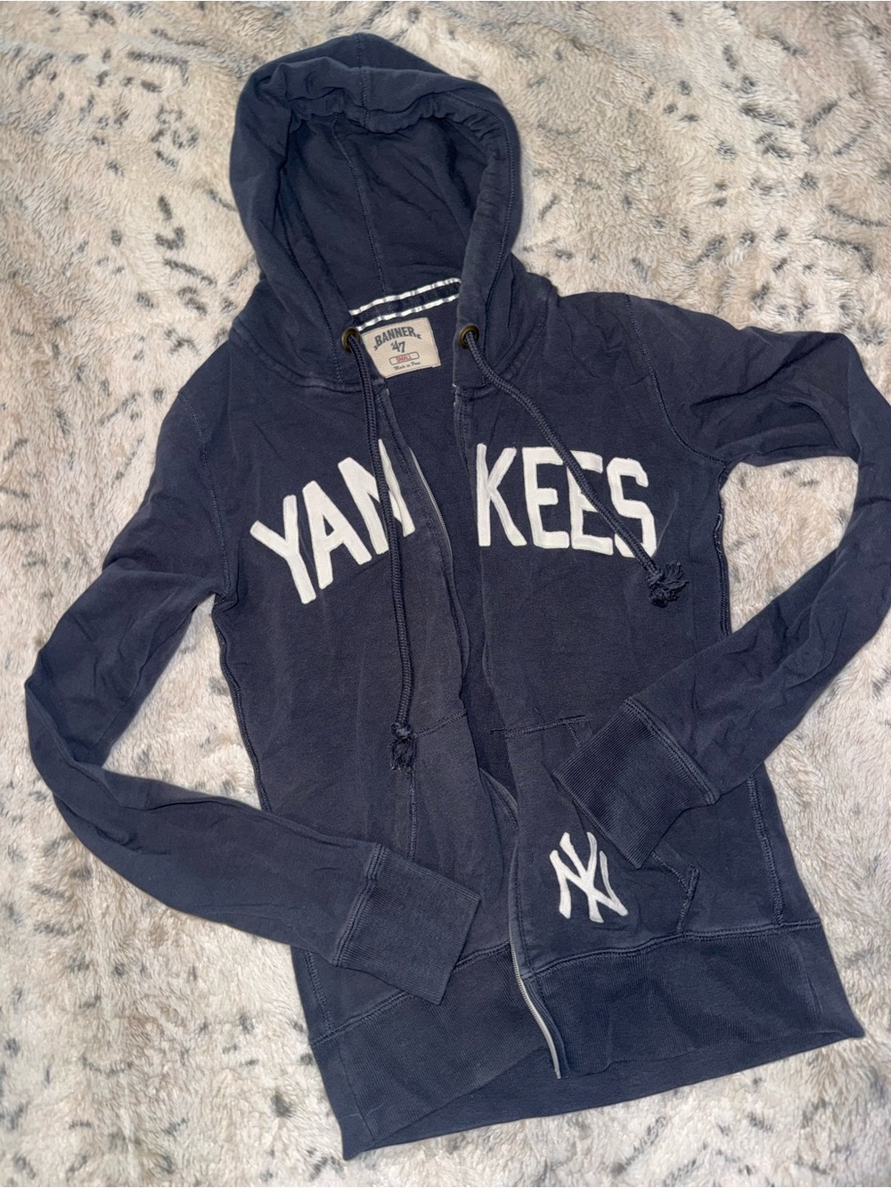 Y2k Vintage Yankees Navy Blue hooded jacket